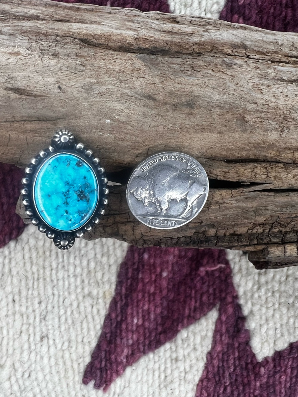 Robert Shakey Navajo Sterling Silver Turquoise Statement Ring Sz 8 - Picture 10 of 10